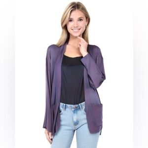 𝅺Leith Brand Women’s Size Small Open Front Boyfriend Blazer Cardigan W/Pockets